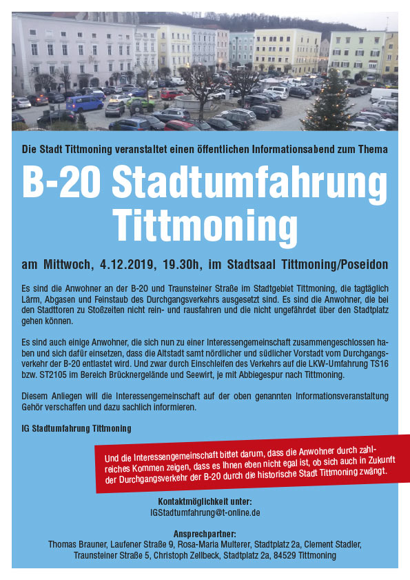 Einladung zum Informationsabend Stadtumfahrung Tittmoning
